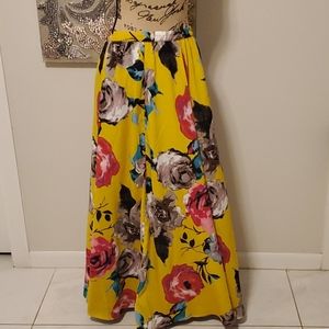 Yellow floral maxi skirt
